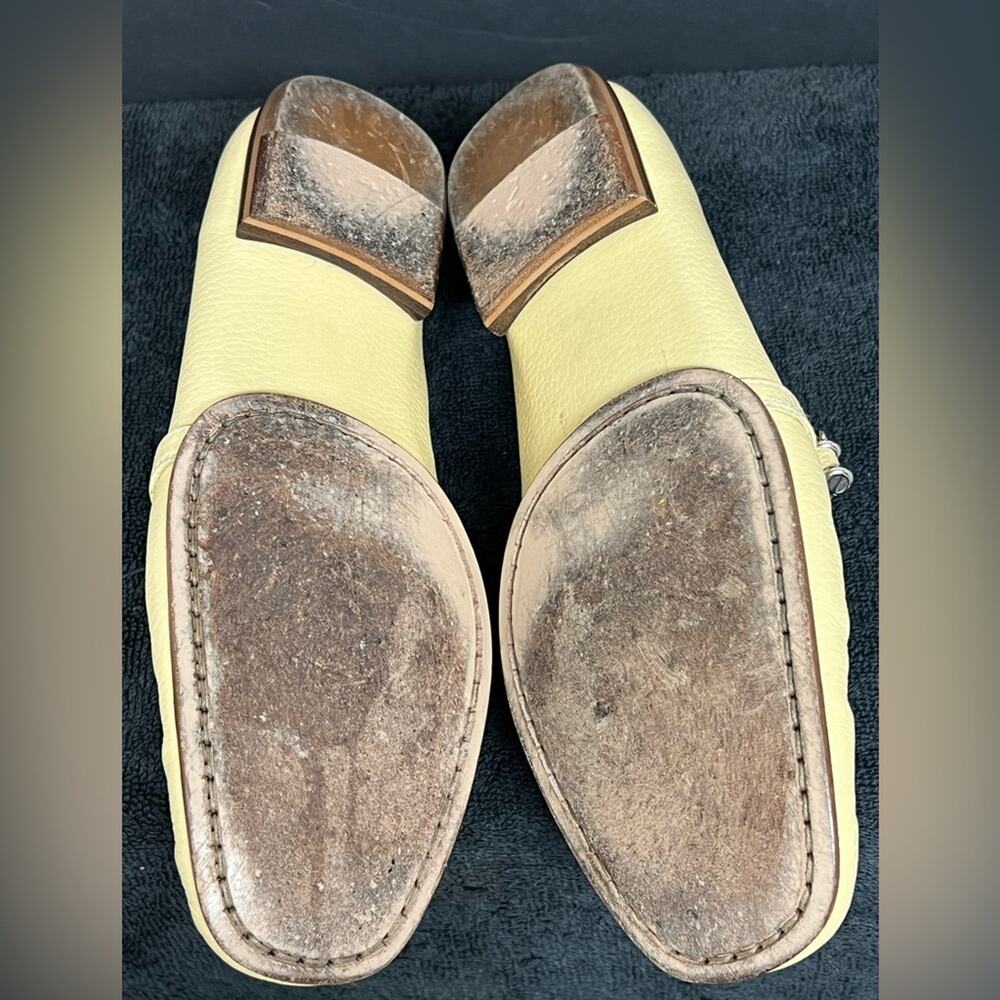 Burberry Yellow Pebbled Leather Loafers Silver Horsebit Hardware EU 39 8.5 - Picture 8 of 9